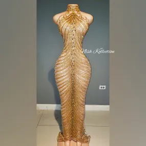 Diamond zena turtle neck long rhinestone Dress