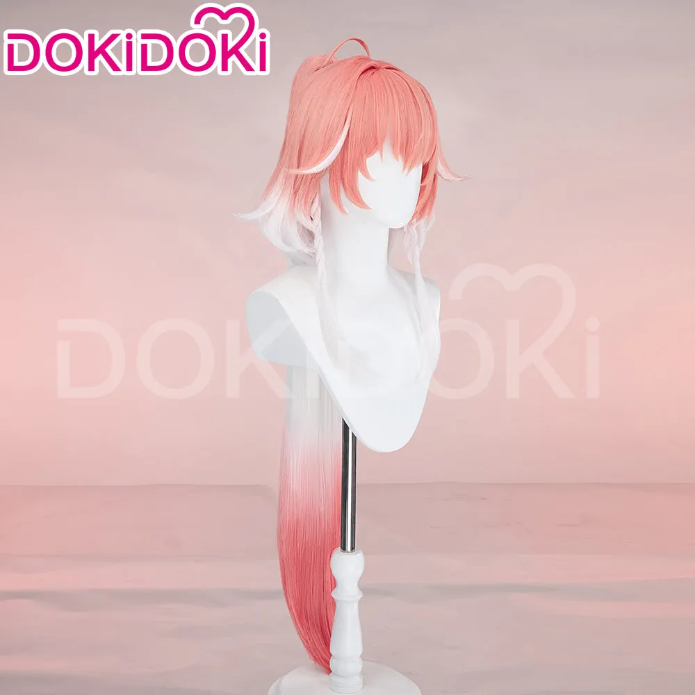 DokiDoki Game Wuthering Waves Cosplay Changli Wig Long Pink White Gradient Hair Chang Li