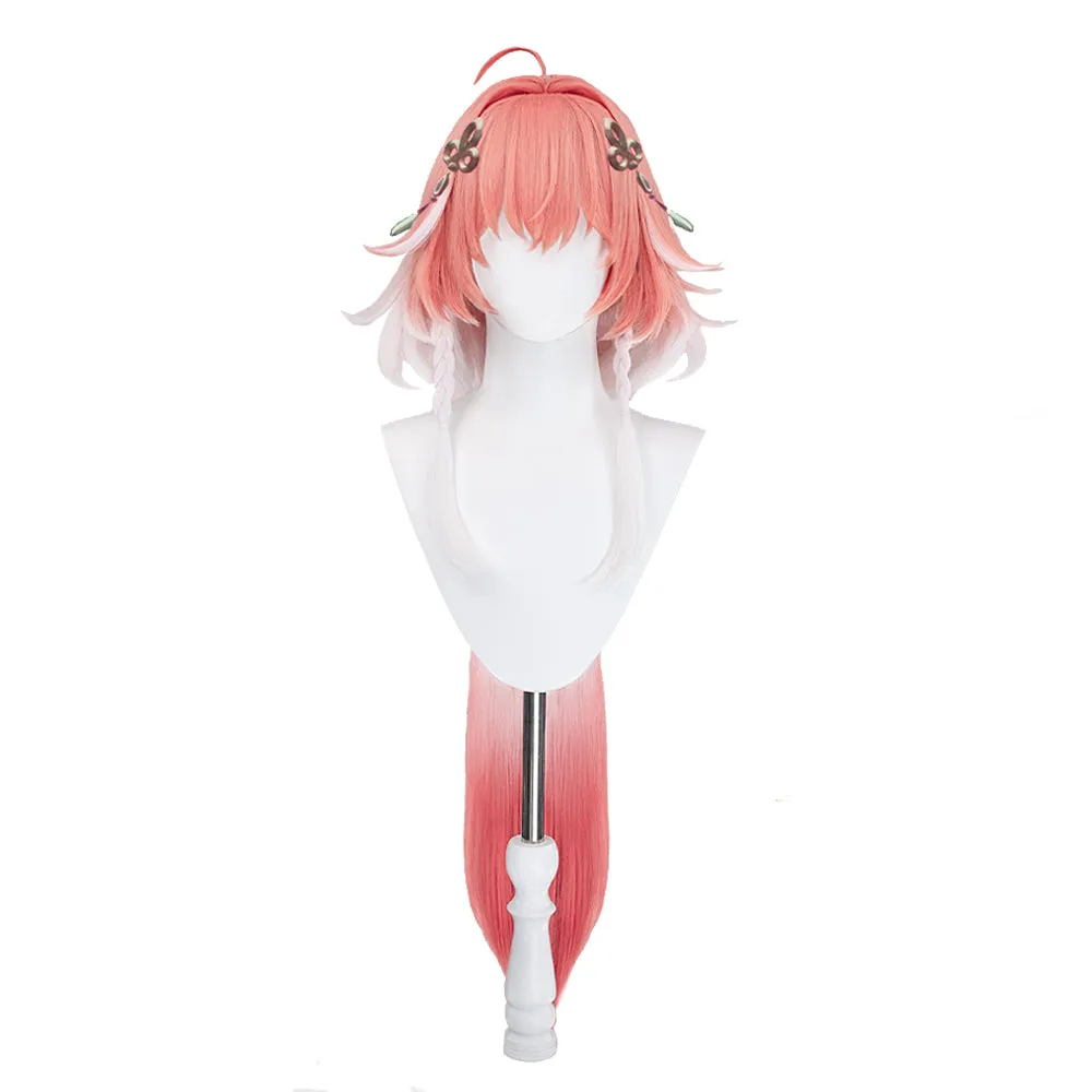 DokiDoki Game Wuthering Waves Cosplay Changli Wig Long Pink White Gradient Hair Chang Li