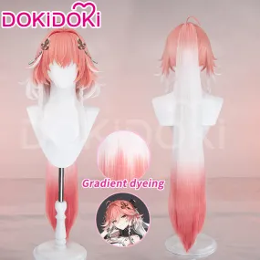 DokiDoki Game Wuthering Waves Cosplay Changli Wig Long Pink White Gradient Hair Chang Li