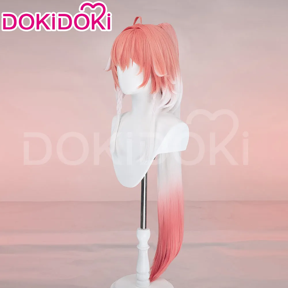 DokiDoki Game Wuthering Waves Cosplay Changli Wig Long Pink White Gradient Hair Chang Li