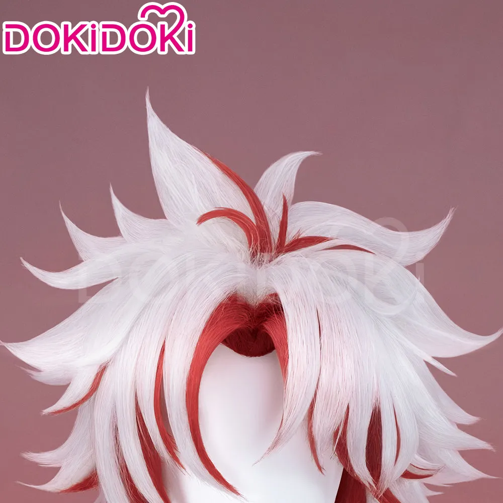 DokiDoki Game Wuthering Waves Cosplay Scar Wig Short Straight White Red Hair