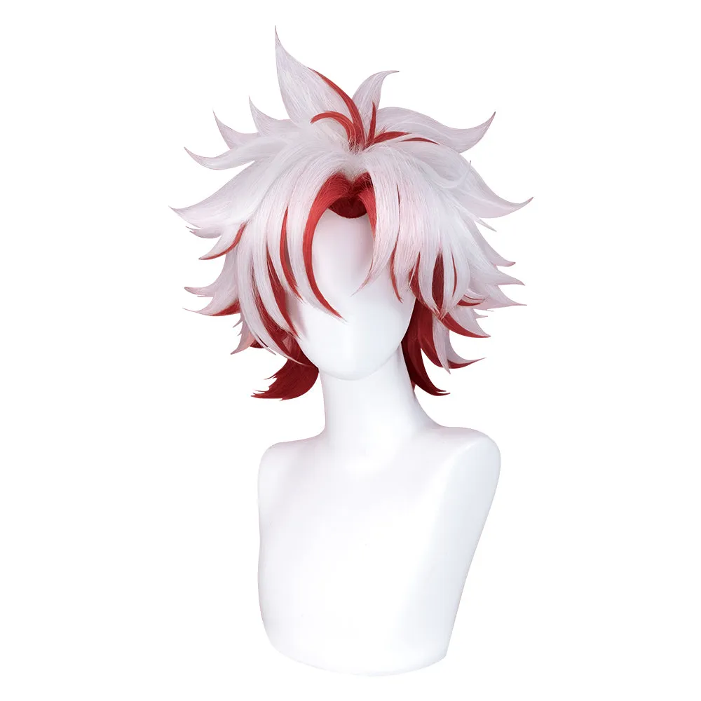 DokiDoki Game Wuthering Waves Cosplay Scar Wig Short Straight White Red Hair