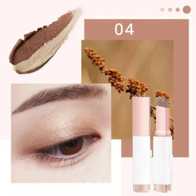 Double Color Glitter Eye Shadow Stick Pencil Eyeshadow Makeup Waterproof Bicolor Shimmer Lazy Cosmetics Beauty Makeup Tool