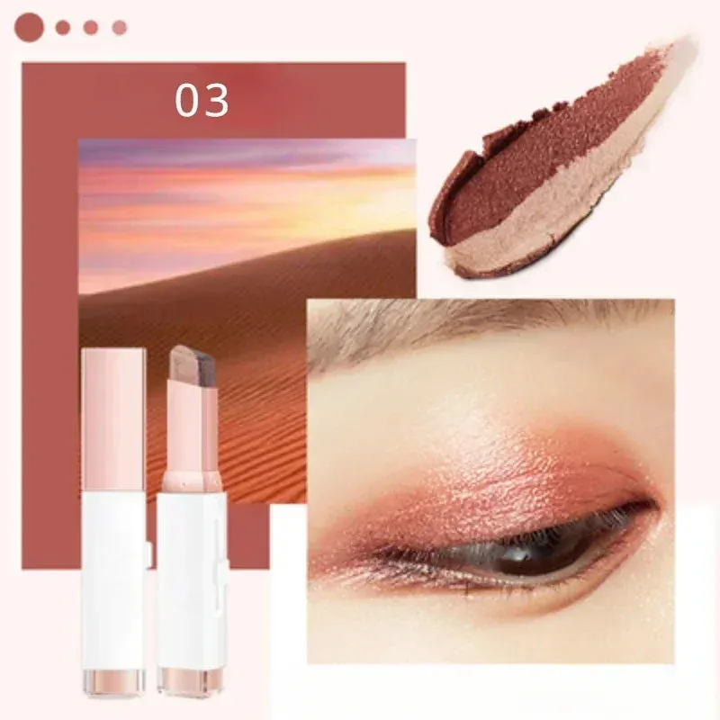 Double Color Glitter Eye Shadow Stick Pencil Eyeshadow Makeup Waterproof Bicolor Shimmer Lazy Cosmetics Beauty Makeup Tool