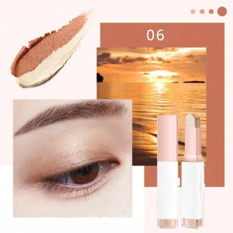 Double Color Glitter Eye Shadow Stick Pencil Eyeshadow Makeup Waterproof Bicolor Shimmer Lazy Cosmetics Beauty Makeup Tool