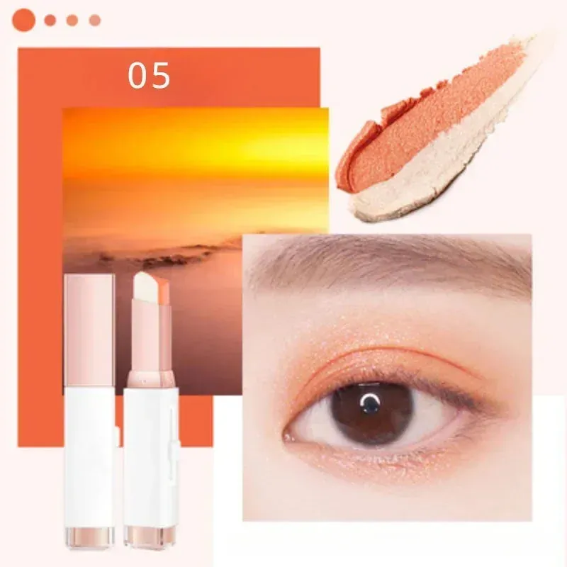 Double Color Glitter Eye Shadow Stick Pencil Eyeshadow Makeup Waterproof Bicolor Shimmer Lazy Cosmetics Beauty Makeup Tool