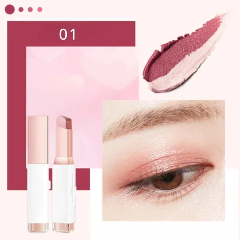 Double Color Glitter Eye Shadow Stick Pencil Eyeshadow Makeup Waterproof Bicolor Shimmer Lazy Cosmetics Beauty Makeup Tool