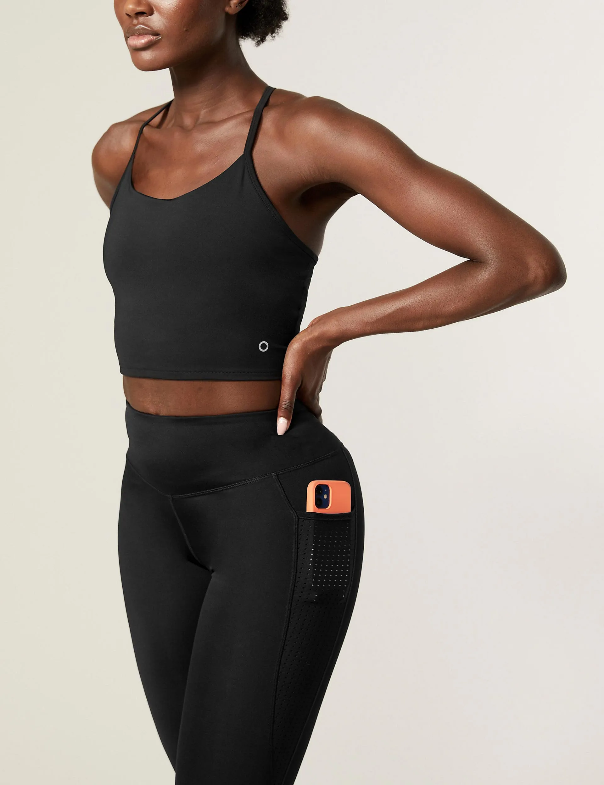 Go Train High Waisted Cropped Gym Leggings - Black