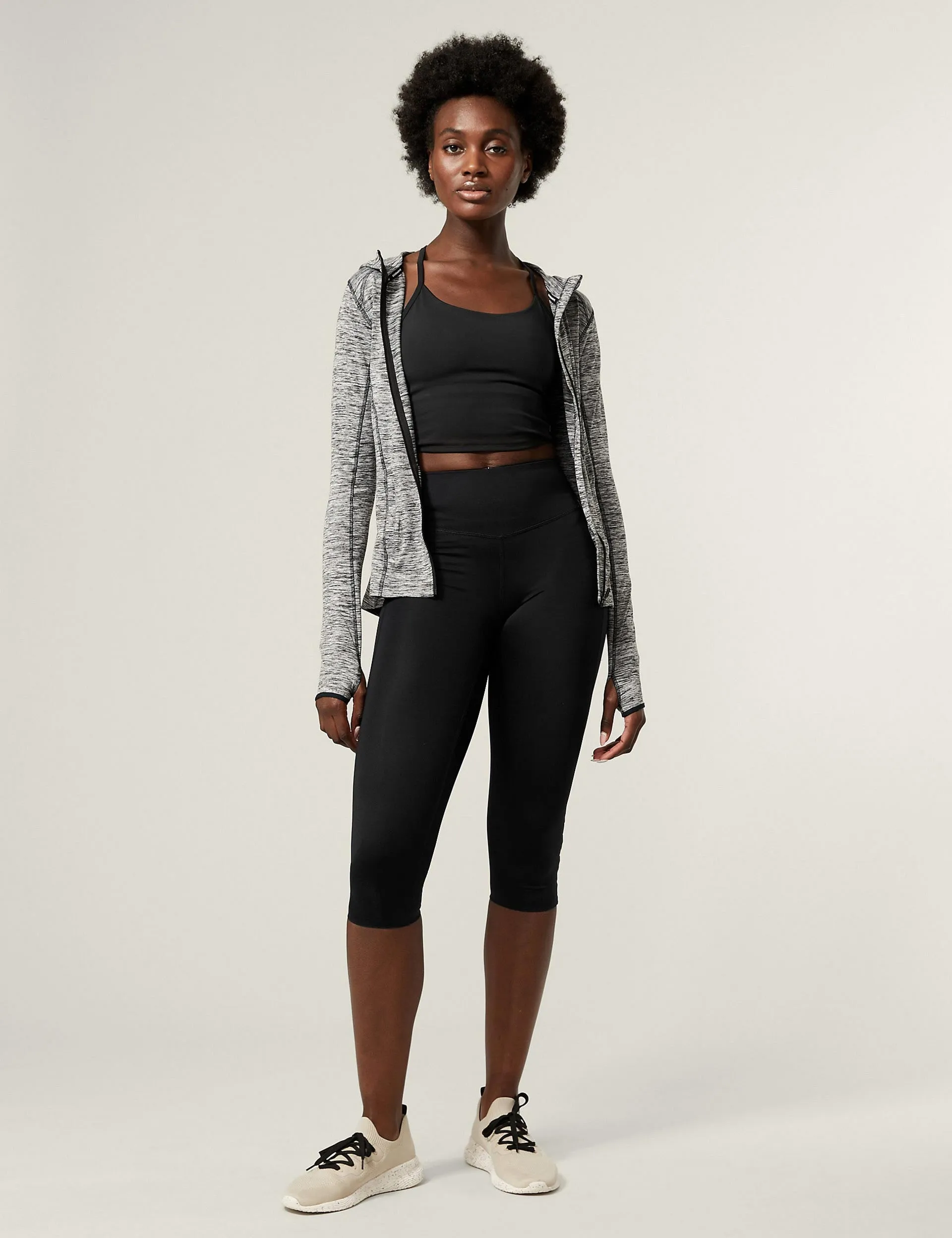 Go Train High Waisted Cropped Gym Leggings - Black