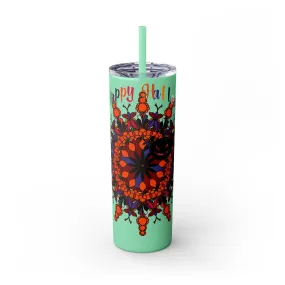 Handmade Mandala Skinny Tumbler - Keeps Drinks Hot/Cold