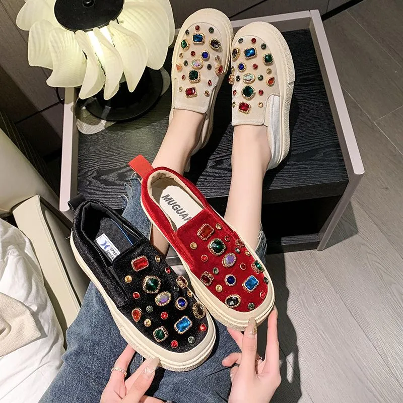 Heavy Industry Rhinestone Pedal Casual Board Shoes