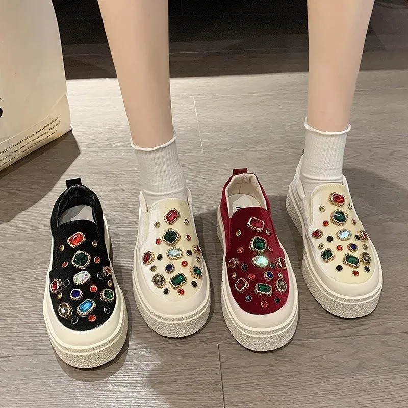 Heavy Industry Rhinestone Pedal Casual Board Shoes