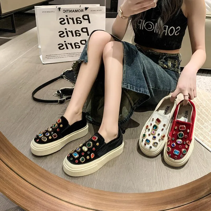 Heavy Industry Rhinestone Pedal Casual Board Shoes