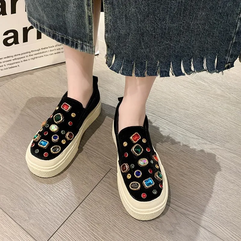 Heavy Industry Rhinestone Pedal Casual Board Shoes