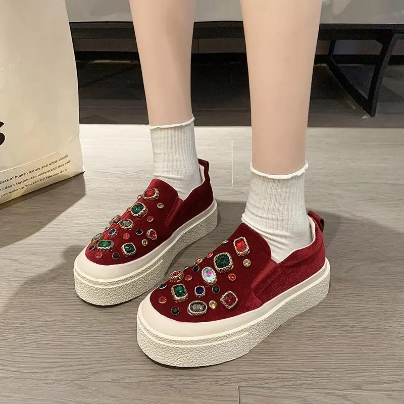 Heavy Industry Rhinestone Pedal Casual Board Shoes