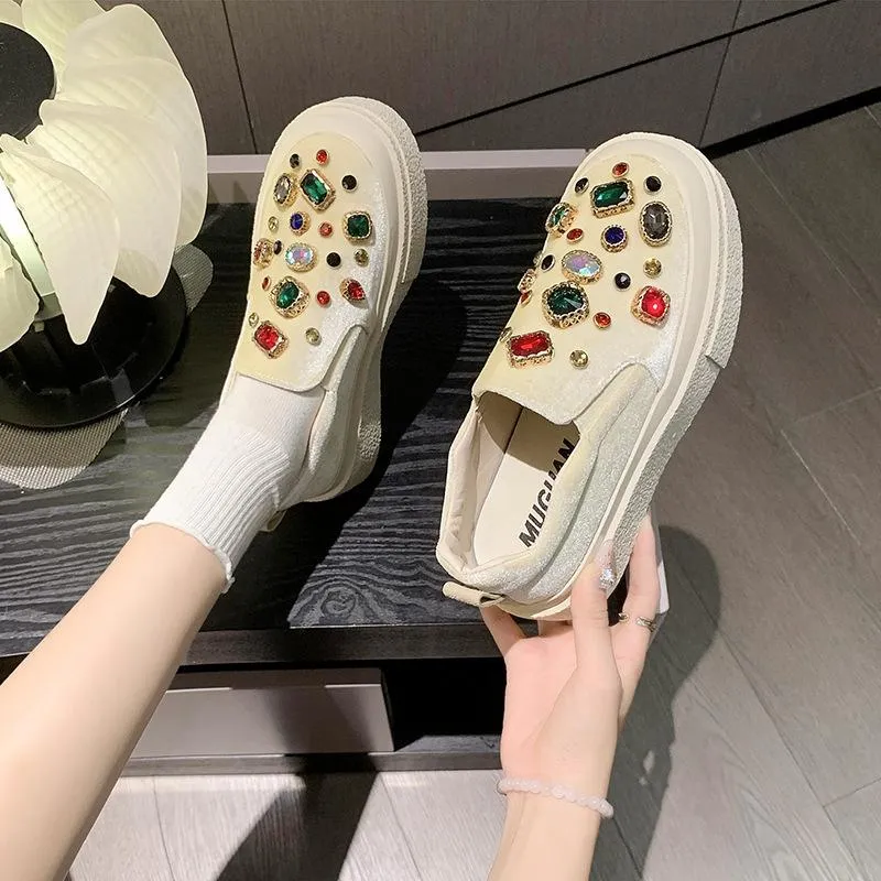 Heavy Industry Rhinestone Pedal Casual Board Shoes