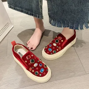 Heavy Industry Rhinestone Pedal Casual Board Shoes