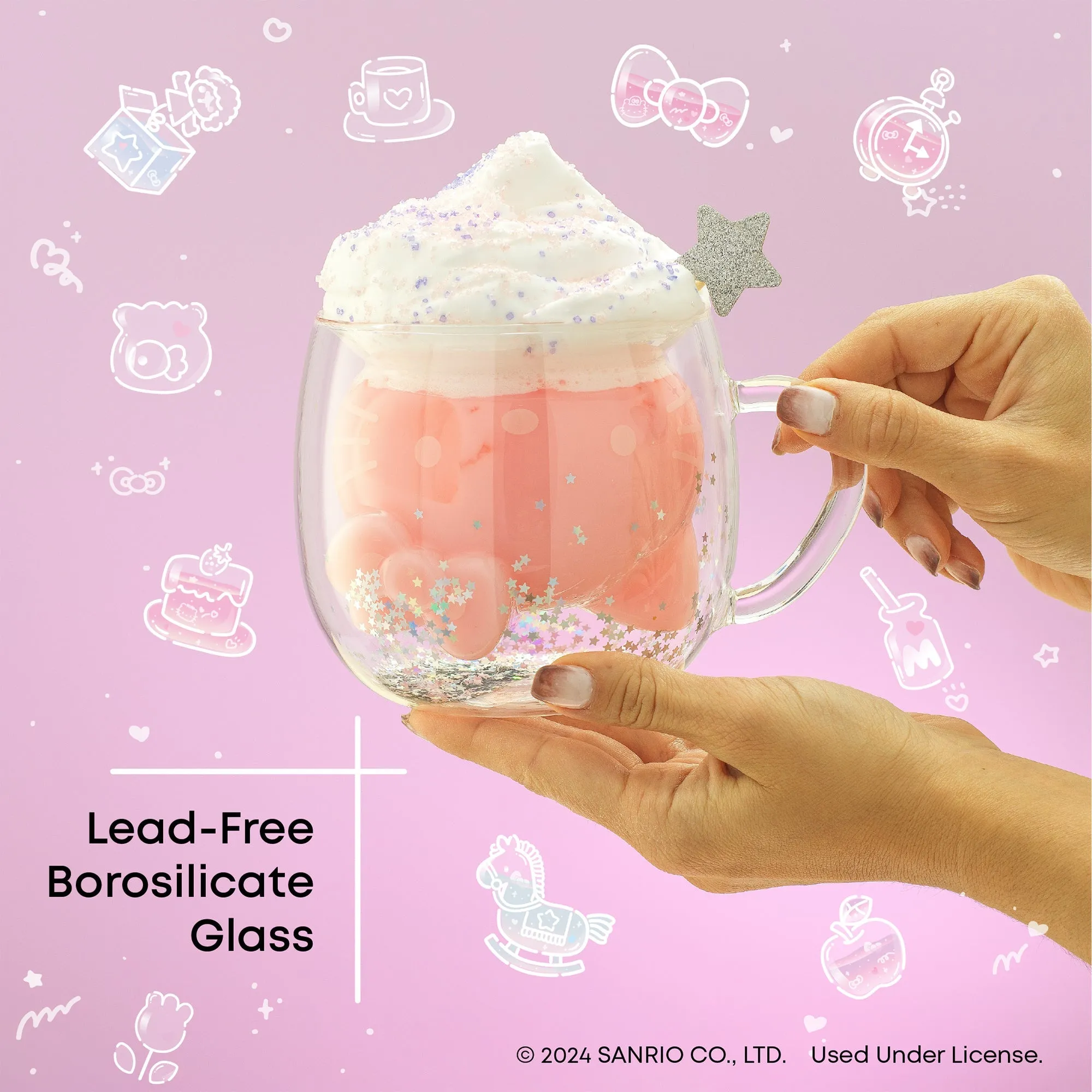 Hello Kitty 50th Anniversary Limited Edition 3D Double Wall Glass Mug