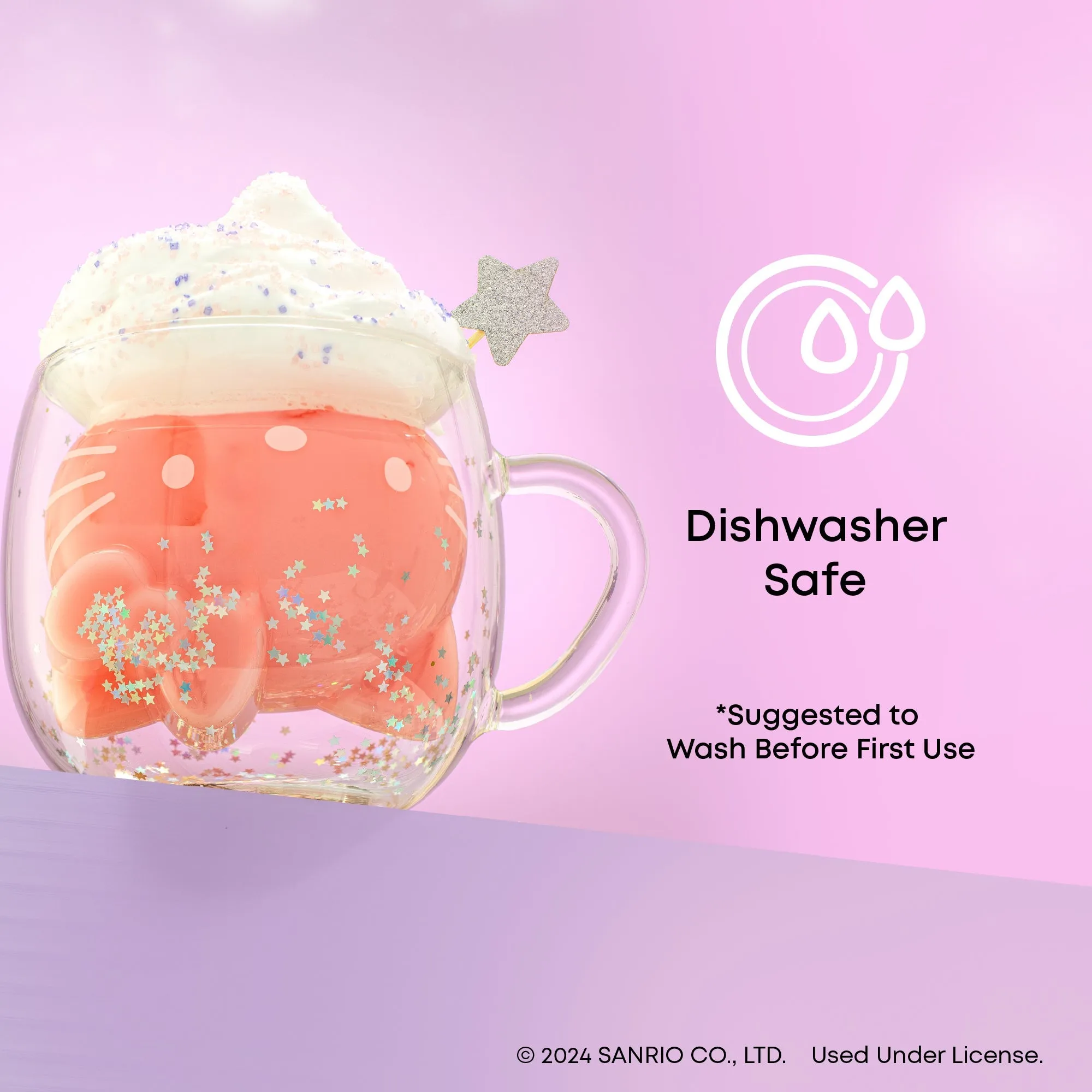 Hello Kitty 50th Anniversary Limited Edition 3D Double Wall Glass Mug