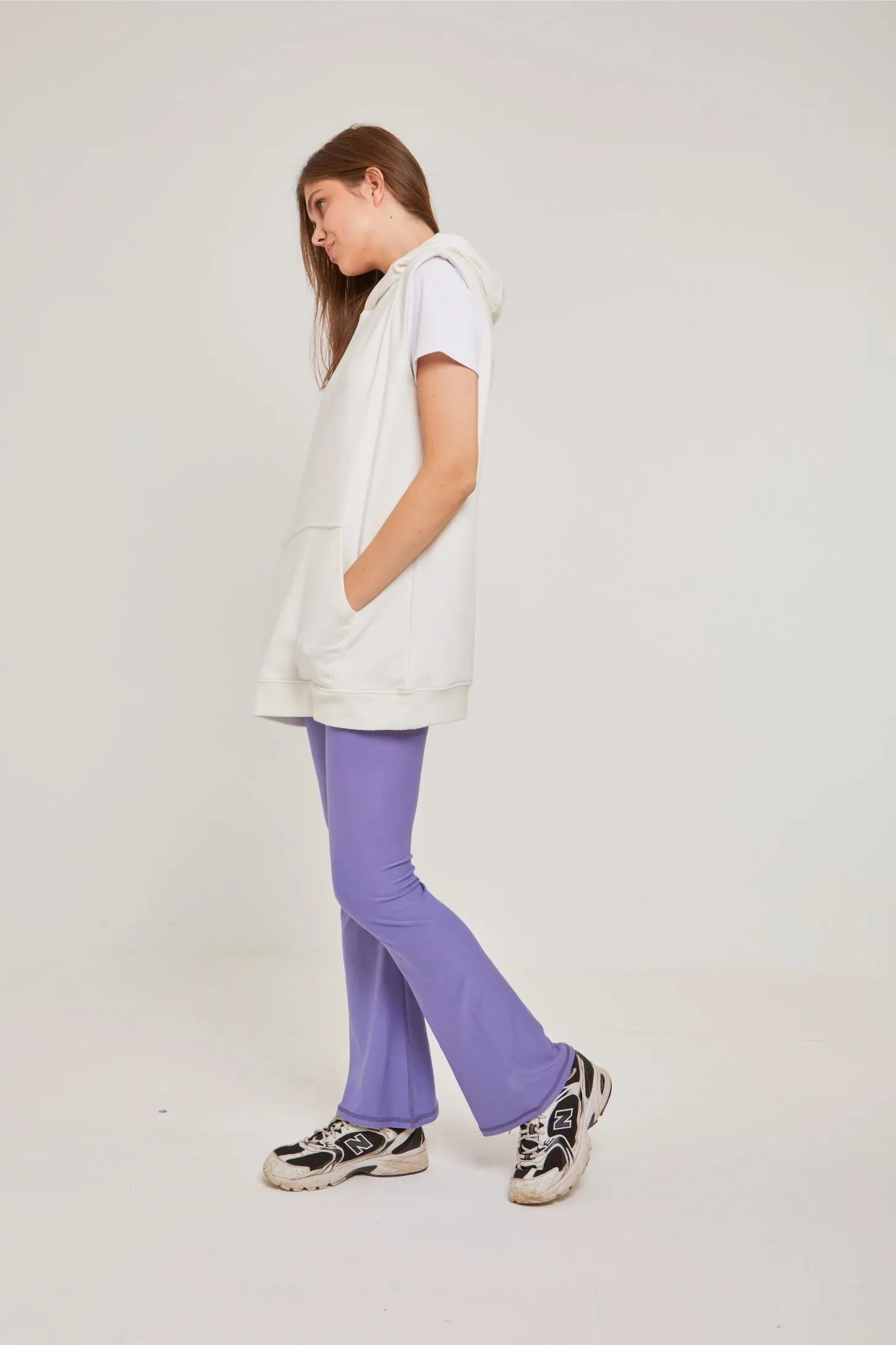 HOODED OVERSIZED VEST - WHITE