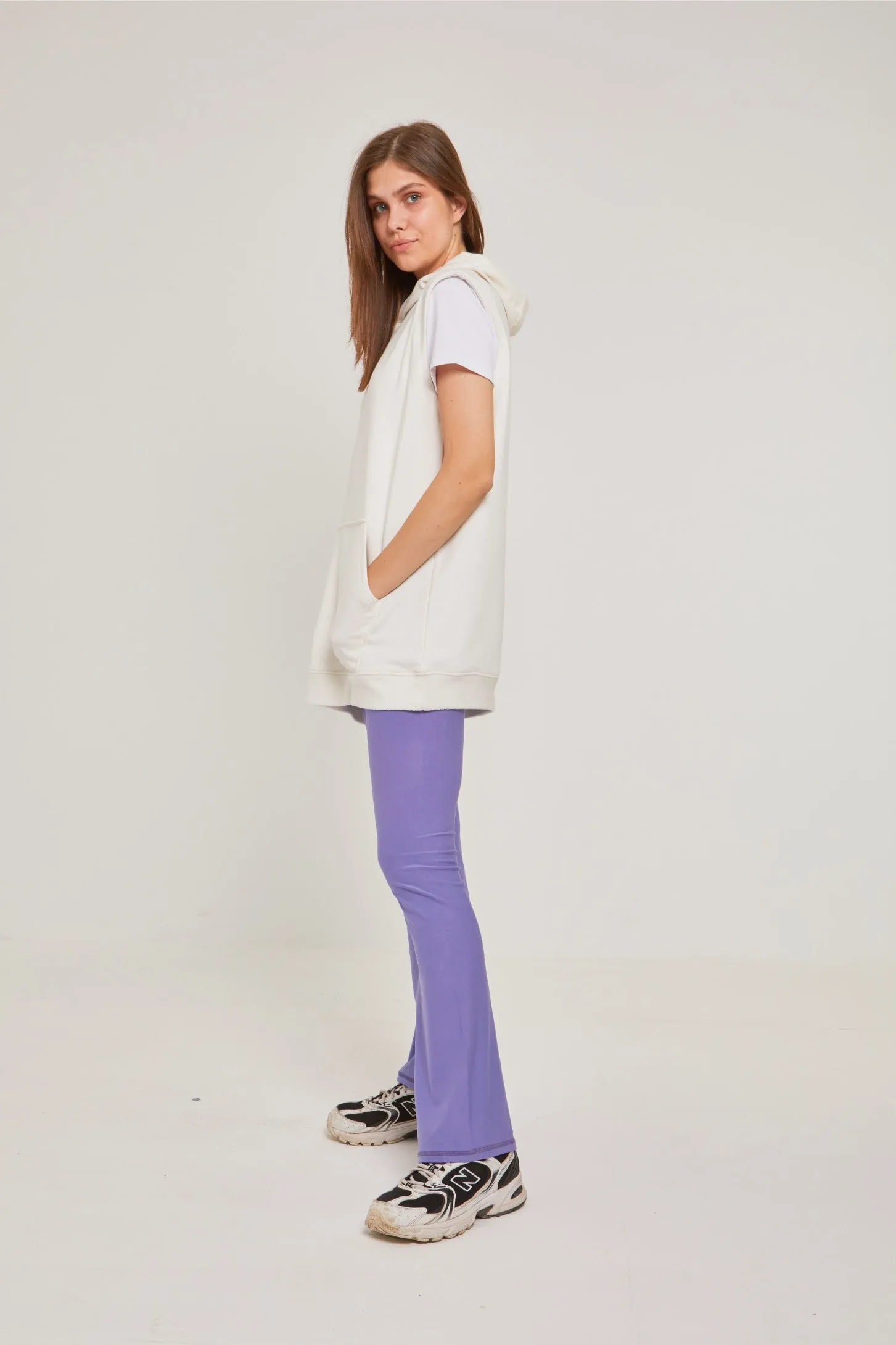 HOODED OVERSIZED VEST - WHITE