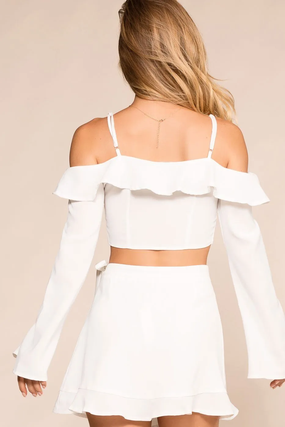 Just Dreamy White Bell Sleeve Crop Top