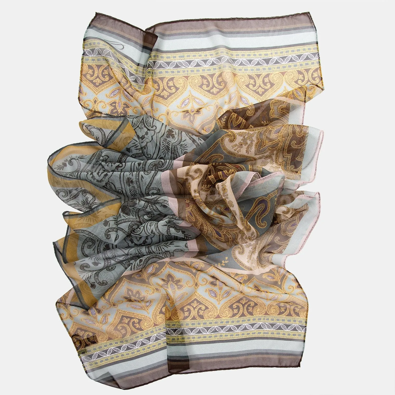 Layla - Long Sheer Silk Scarf - Misty Blue