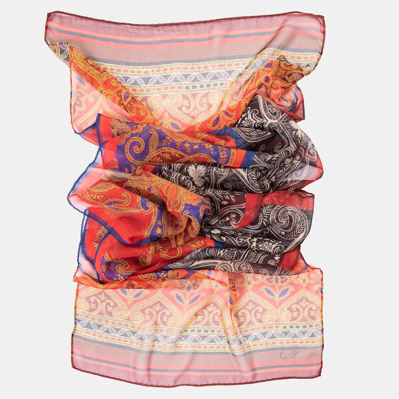 Layla - Long Sheer Silk Scarf - Red