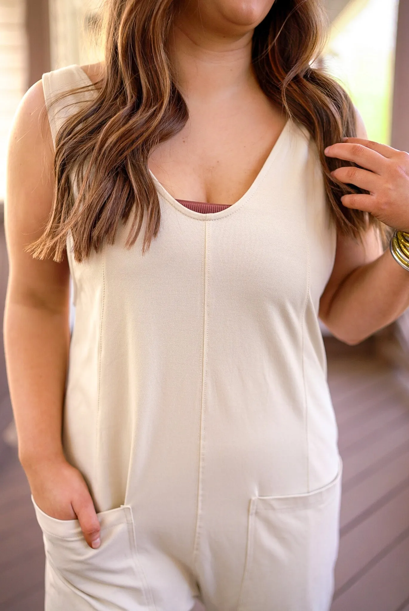 Living Free Ecru Sleeveless Jumpsuit