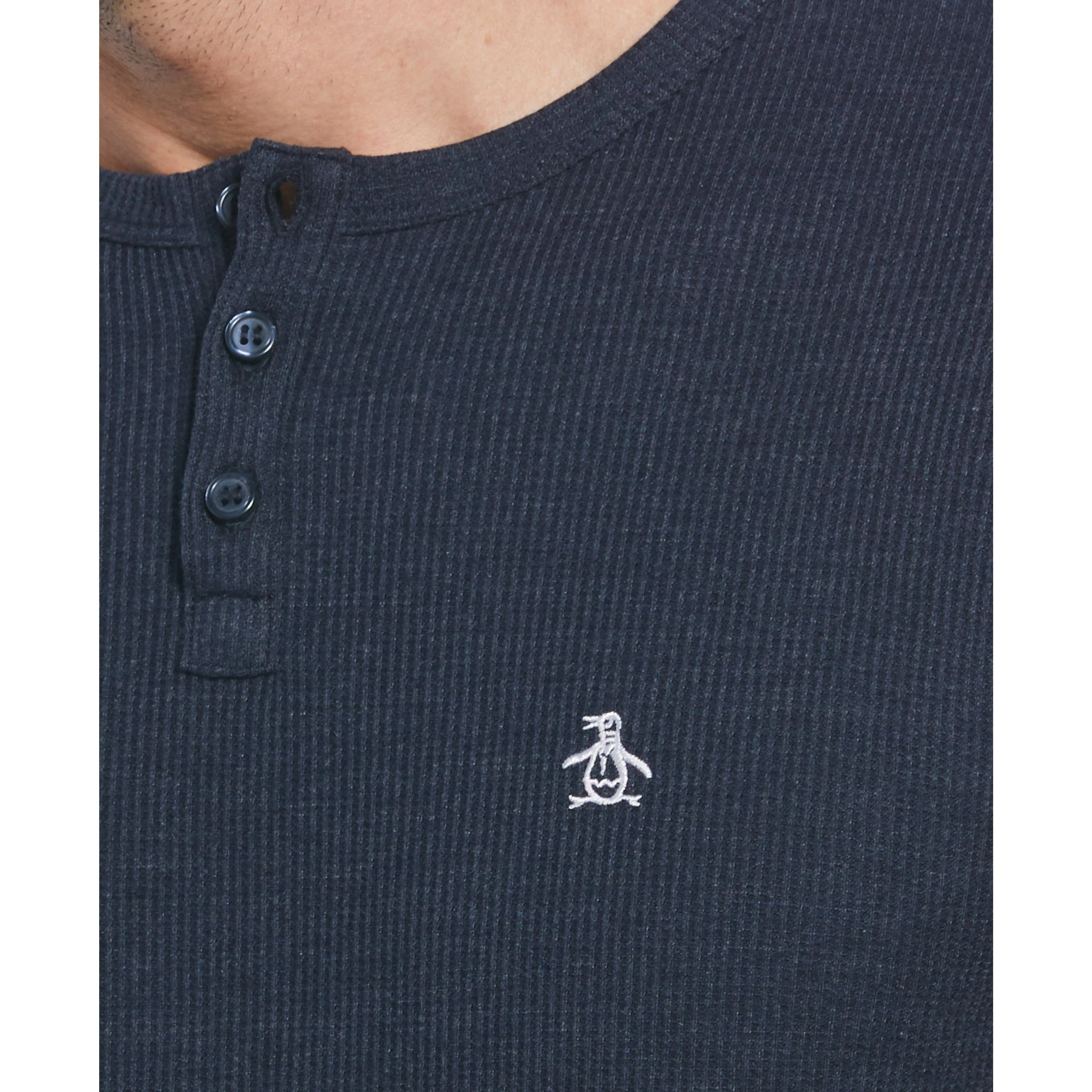 Long Sleeve Waffle Henley