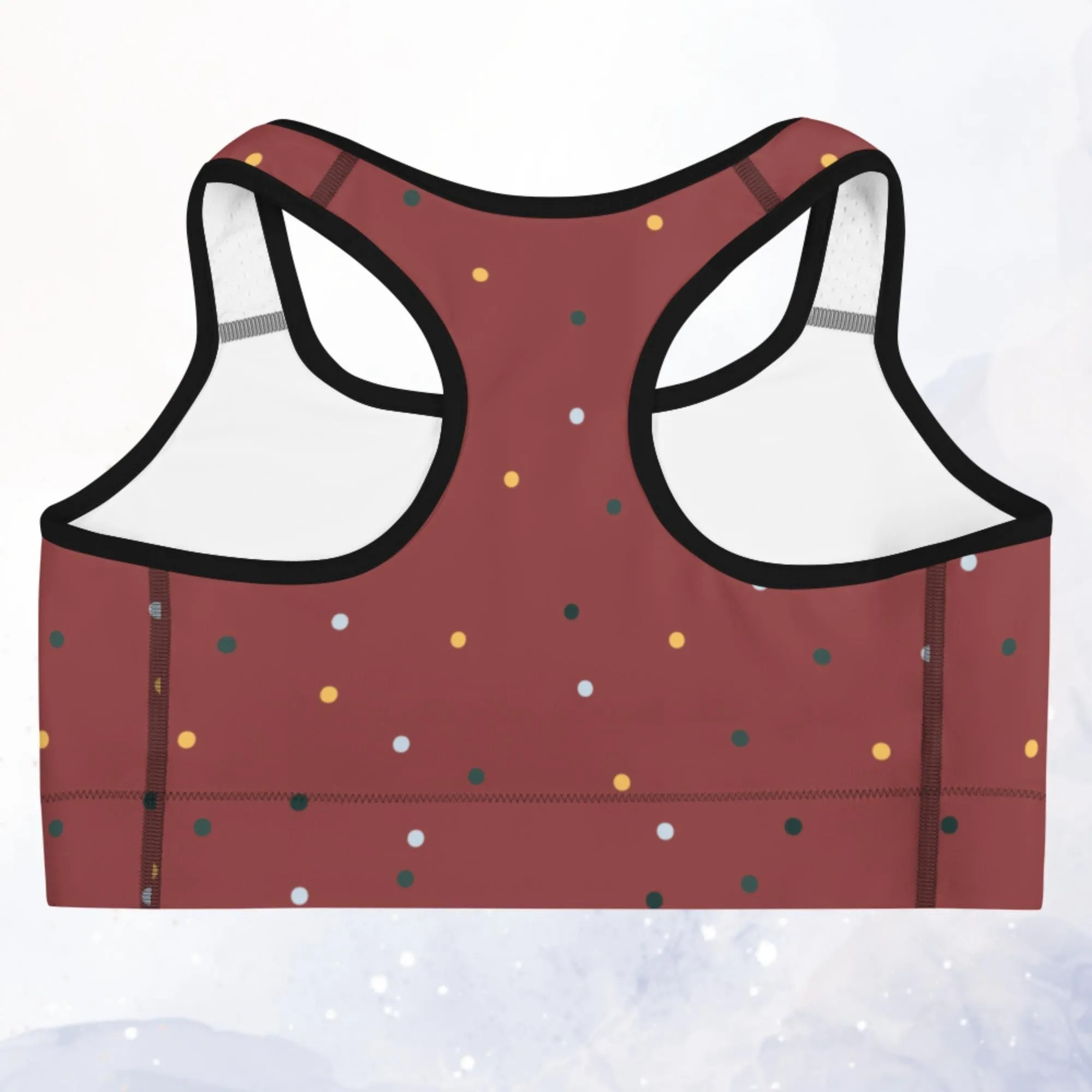 Maroon and Gold Polka Dot Sports Bra and Swim Top