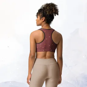 Maroon and Gold Polka Dot Sports Bra and Swim Top