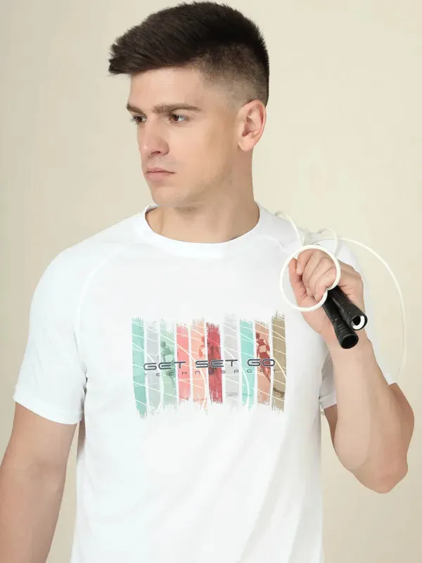 Men Graphic Printed Slim Fit Crew Neck T-shirt with TECHNO COOL 