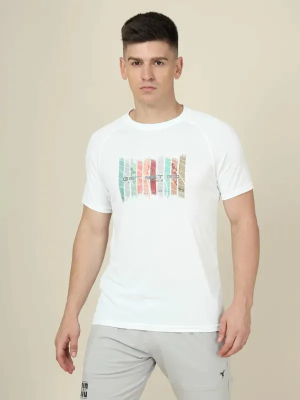 Men Graphic Printed Slim Fit Crew Neck T-shirt with TECHNO COOL 