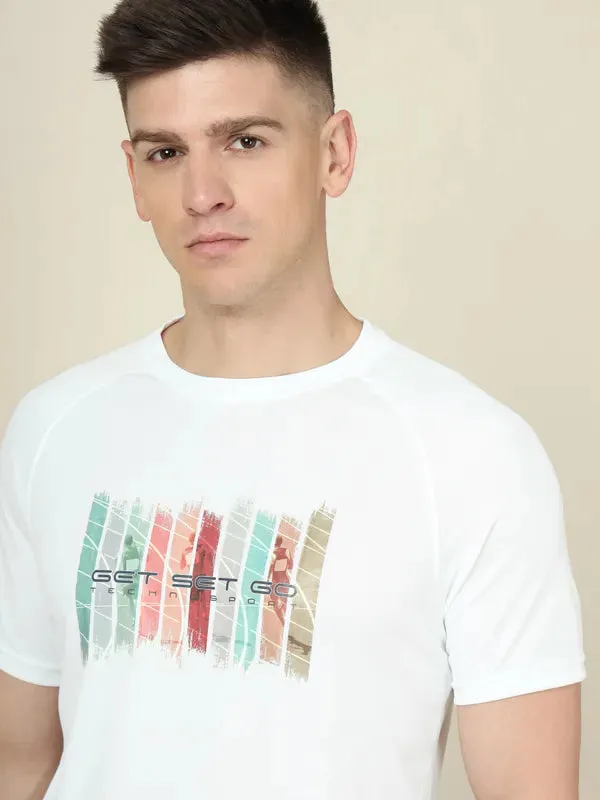 Men Graphic Printed Slim Fit Crew Neck T-shirt with TECHNO COOL 