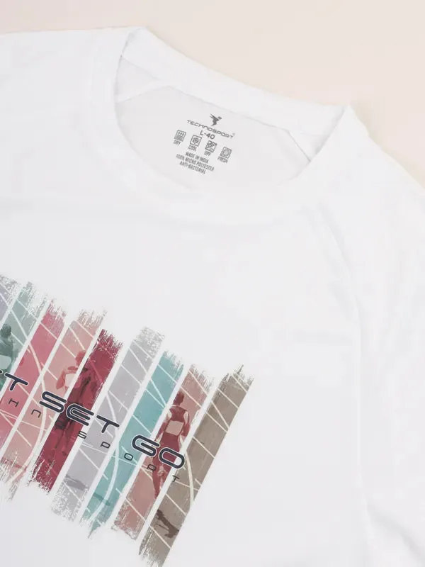 Men Graphic Printed Slim Fit Crew Neck T-shirt with TECHNO COOL 