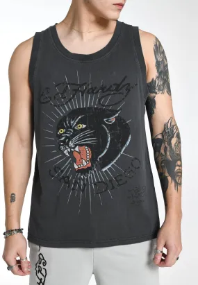 Mens Panther-Diego Vest Top - Black