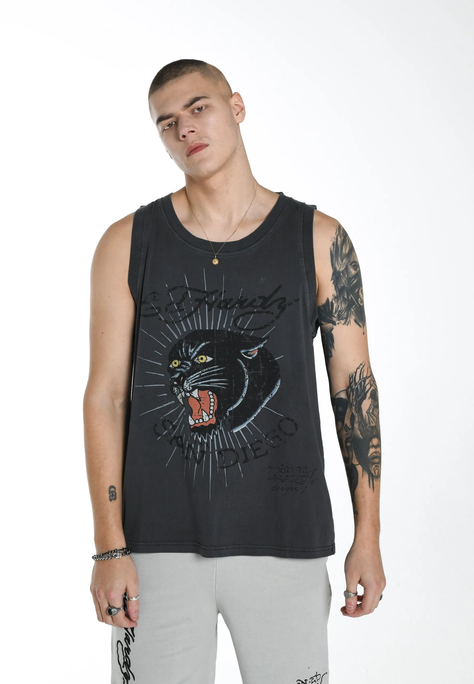 Mens Panther-Diego Vest Top - Black