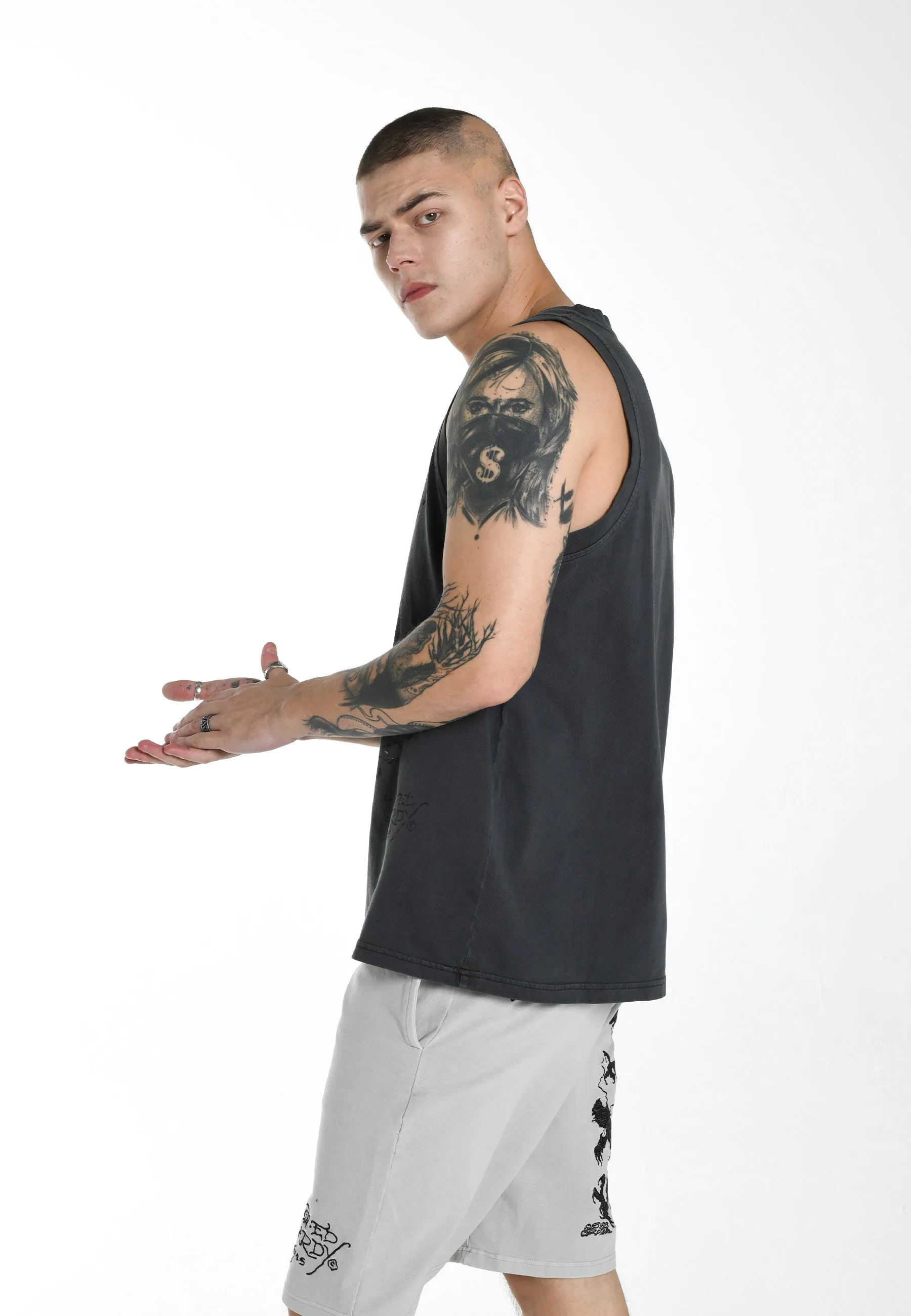 Mens Panther-Diego Vest Top - Black