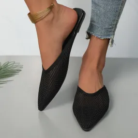 Mesh solid color pointed toe sandals