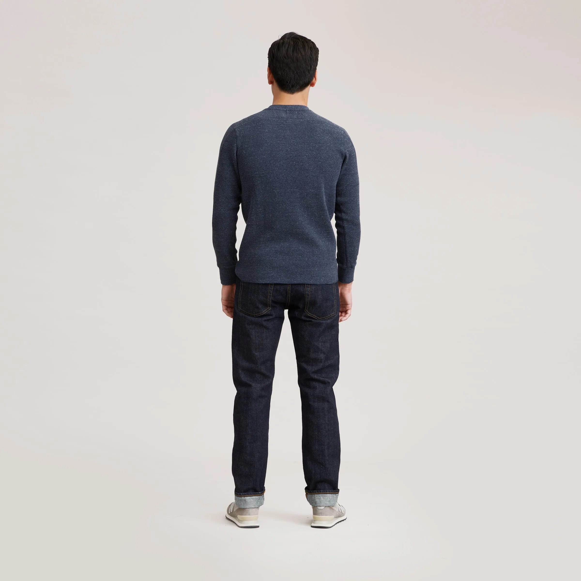 New Spencer Waffle Crew - Navy Heather