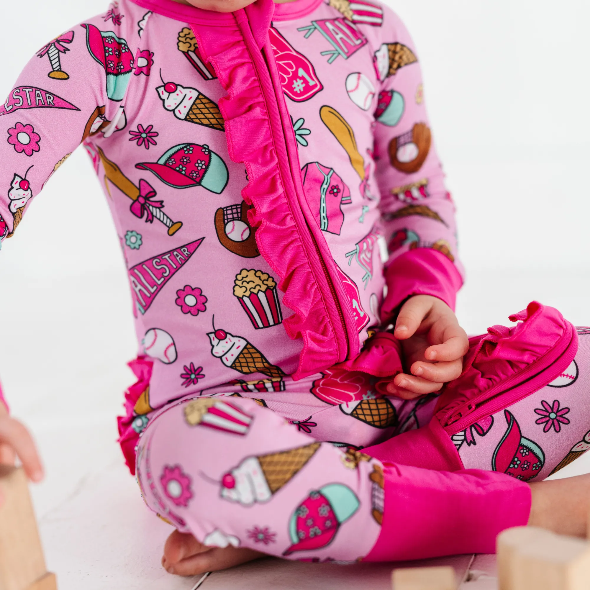 No Place Like Home Pink Convertible Footies with Ruffle
