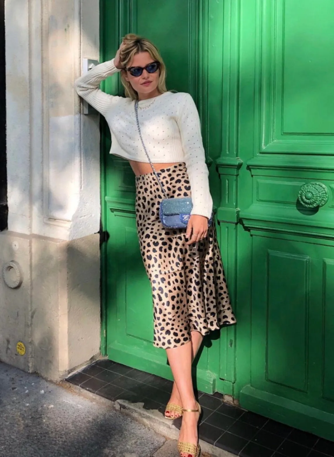 Nonothing|100% pure silk animal print slip skirt