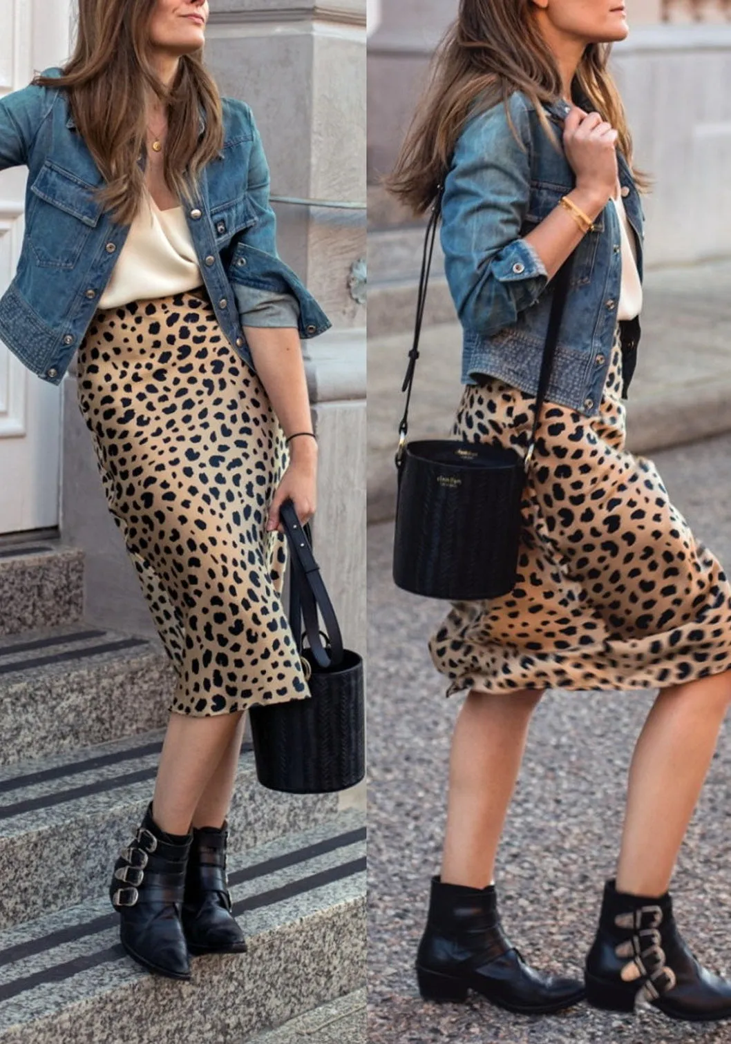 Nonothing|100% pure silk animal print slip skirt