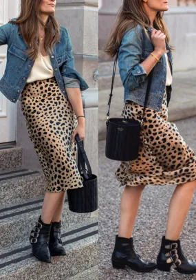 Nonothing|100% pure silk animal print slip skirt