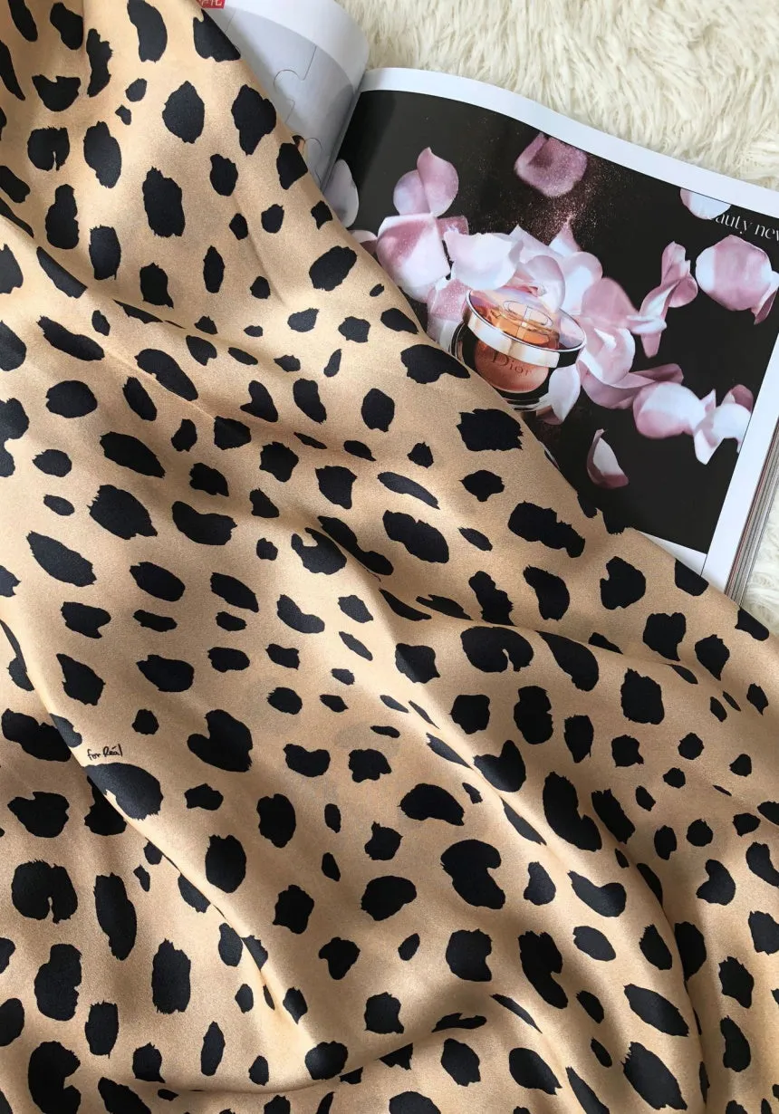 Nonothing|100% pure silk animal print slip skirt