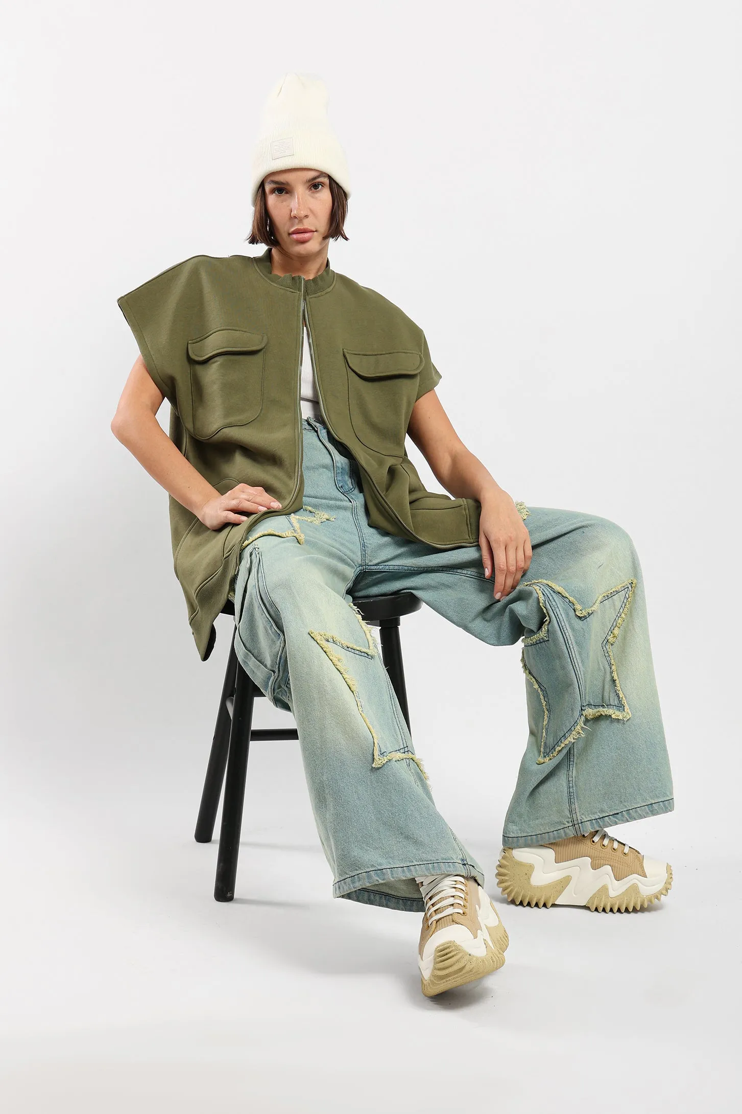 OVERSIZED VEST - KHAKI