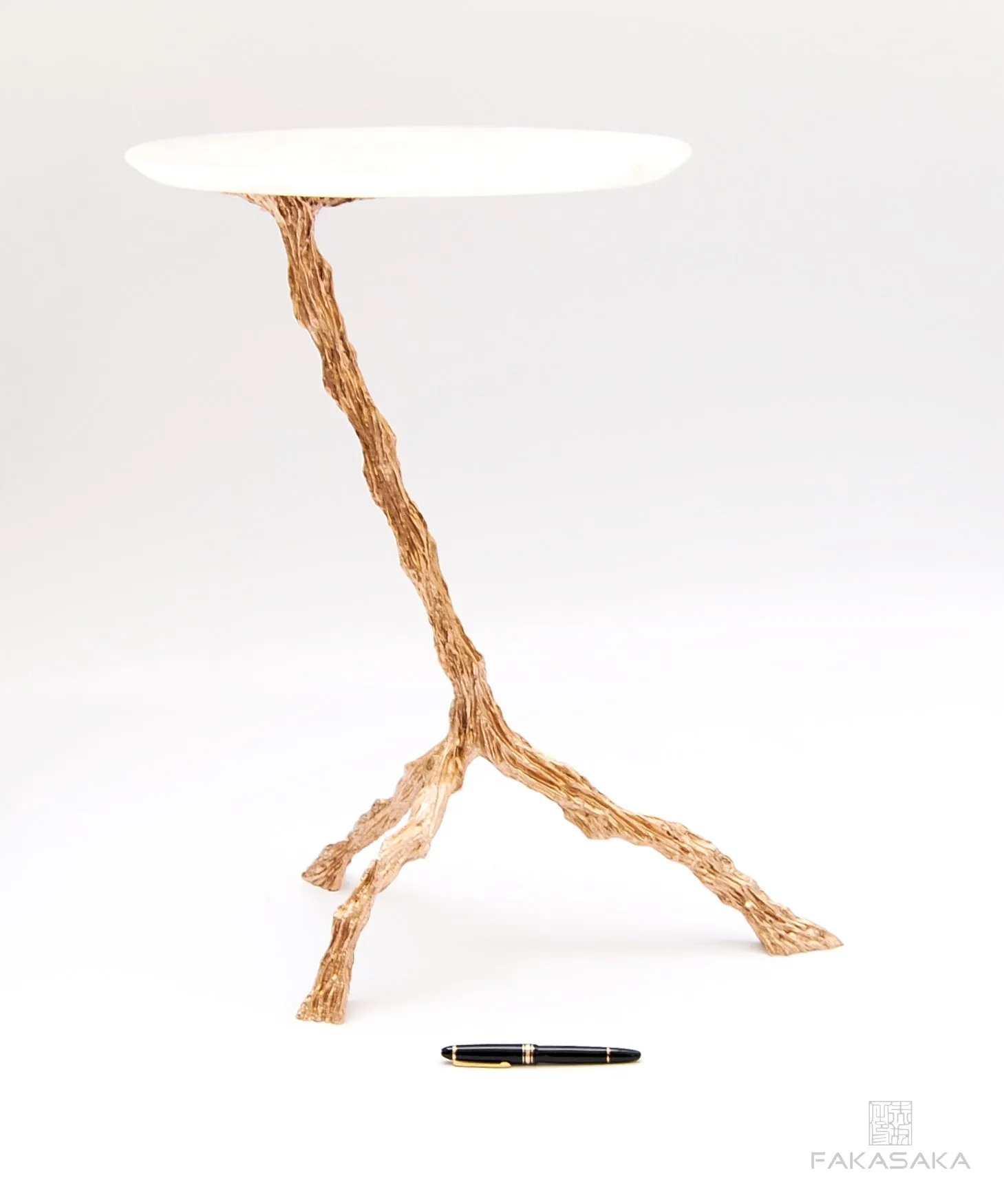 PANCHO DRINK TABLE<br><br>ONYX<br>POLISHED BRONZE