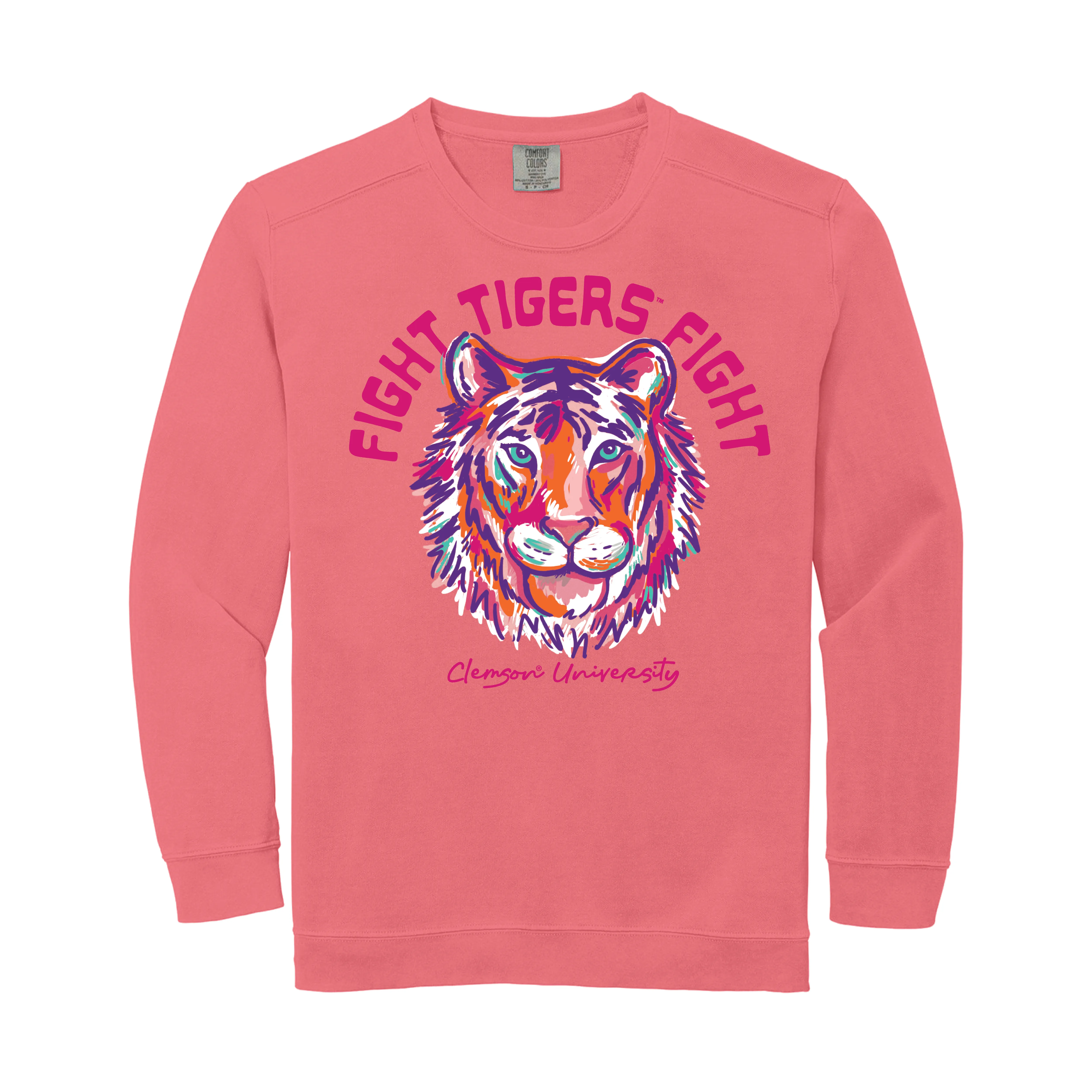 Pink Color Me Clemson Crew